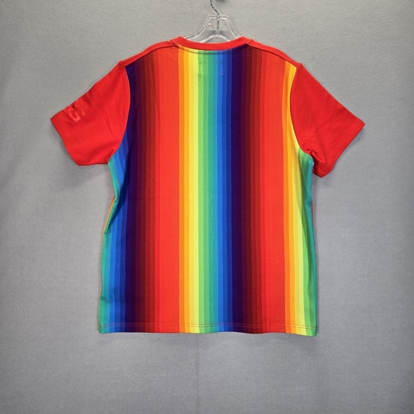UGG PRIDE Logo T Shirt  Size L Rainbow Stripes Short Sleeve - Picture 3 of 12